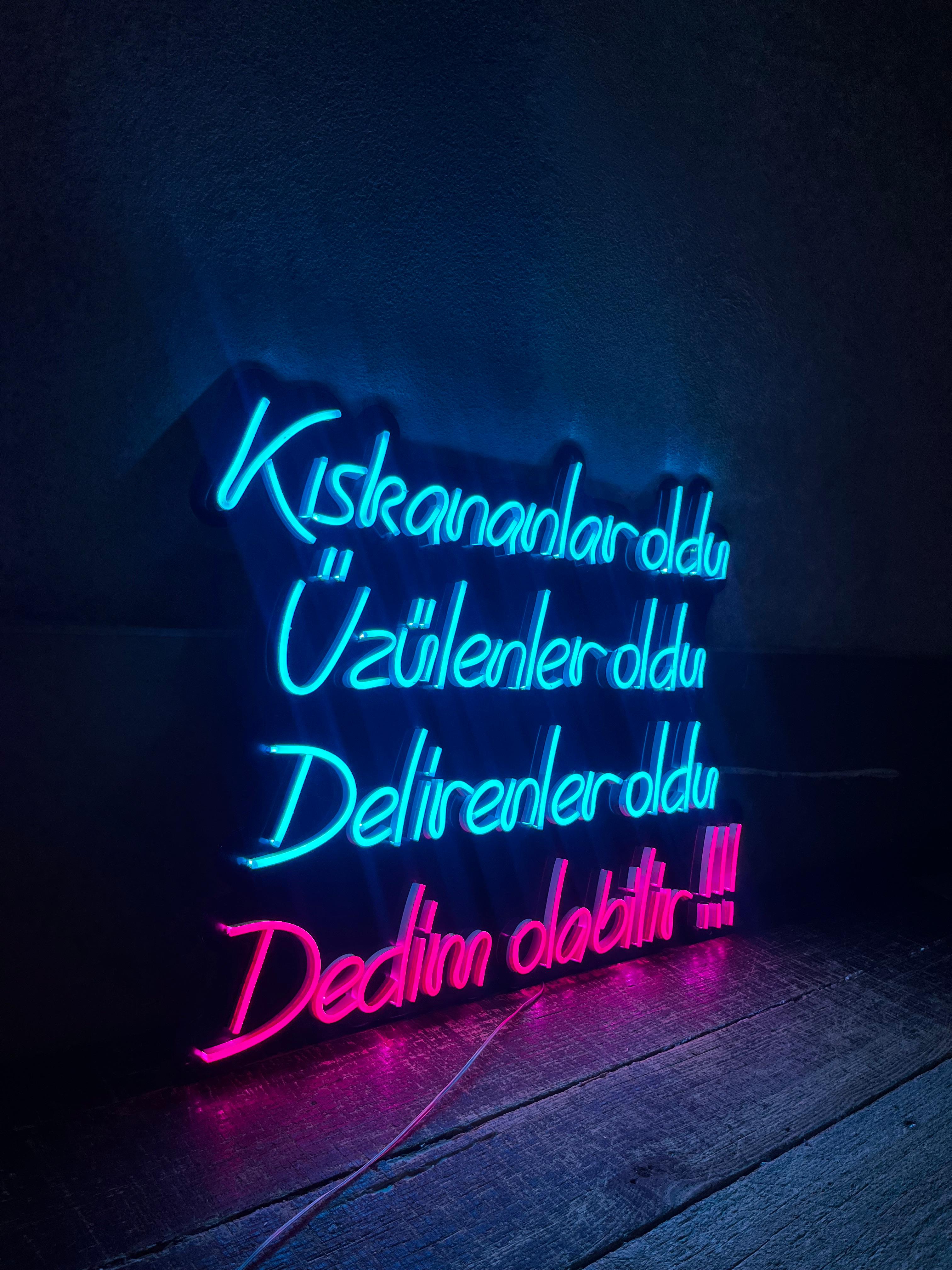 Vinyuup Kıskananlar Oldu - Dekoratif Neon Led Yazı Tabela