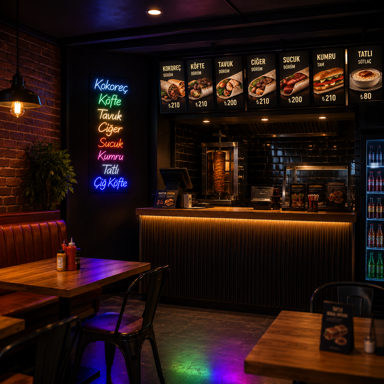 Vinyuup Fastfood Ürünleri - Dekoratif Neon Led Yazı Tabela