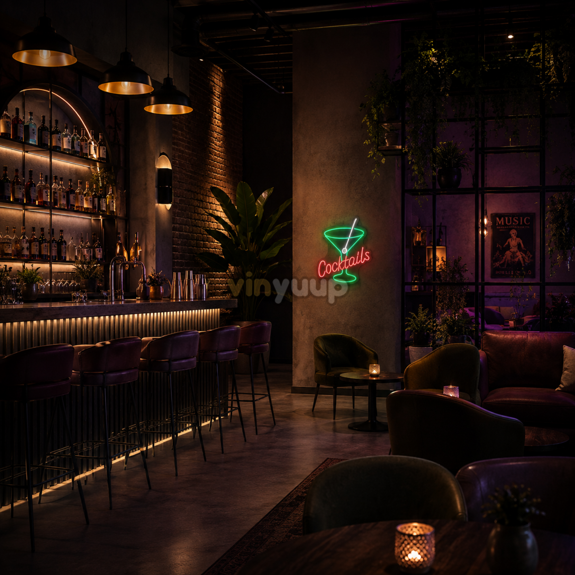 Vinyuup Kokteyl - Dekoratif Neon Led Yazı Tabela