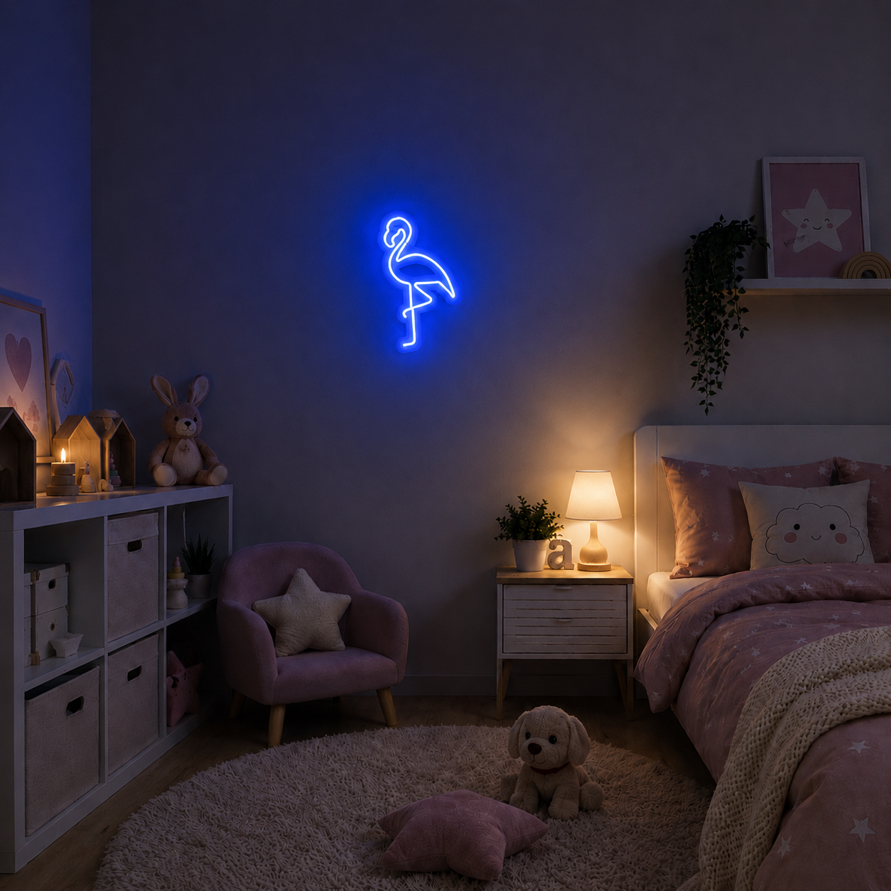 Flamingo - 17x30 cm Dekoratif Neon LED Tabela