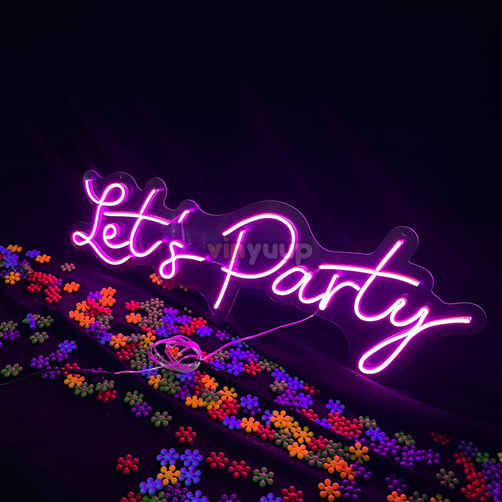 Vinyuup Lets Party - Dekorative Neon-LED-Leuchtreklame