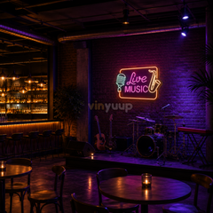 Vinyuup Live Music - Dekorative Neon-LED-Schriftzug-Tafel