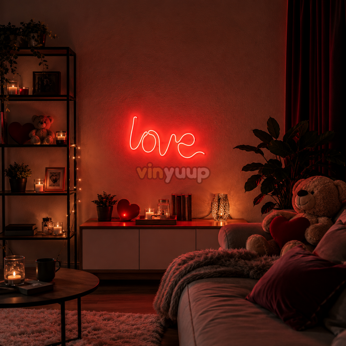 Vinyuup Love - Dekorative Neon-LED-Schriftzugtafel