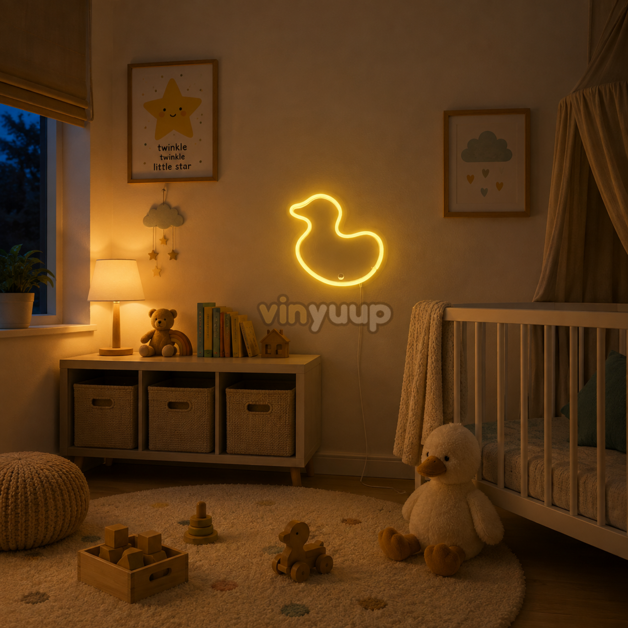 Vinyuup Küçük Ördek - Dekoratif Neon Led Yazı Tabela