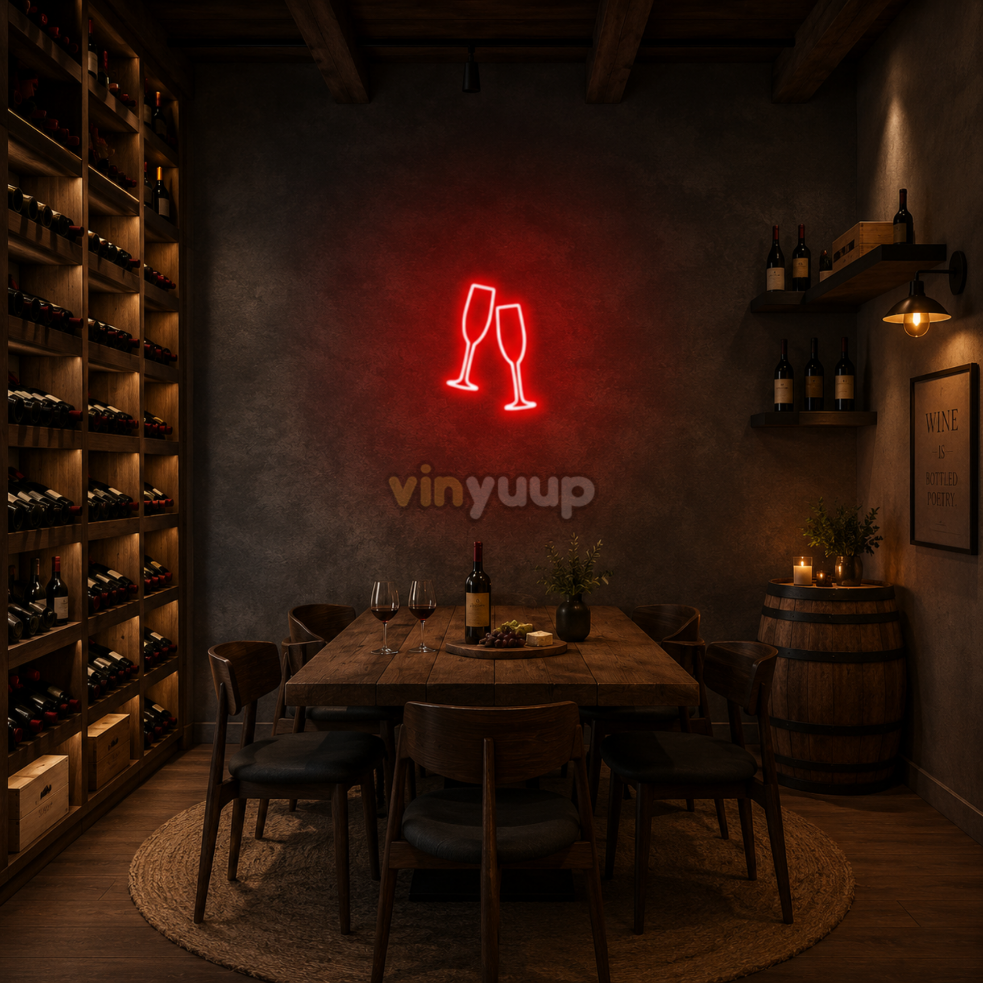 Vinyuup Şampanya Kadehleri - Dekoratif Neon Led Yazı Tabela