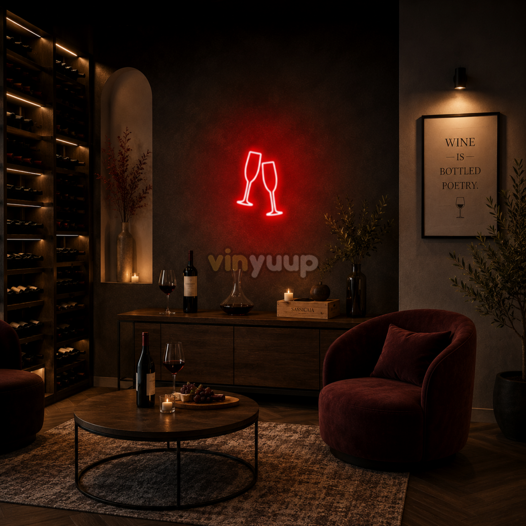 Vinyuup Şampanya Kadehleri - Dekoratif Neon Led Yazı Tabela