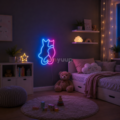 Vinyuup Sarılan Kediler - Dekoratif Neon Led Yazı Tabela