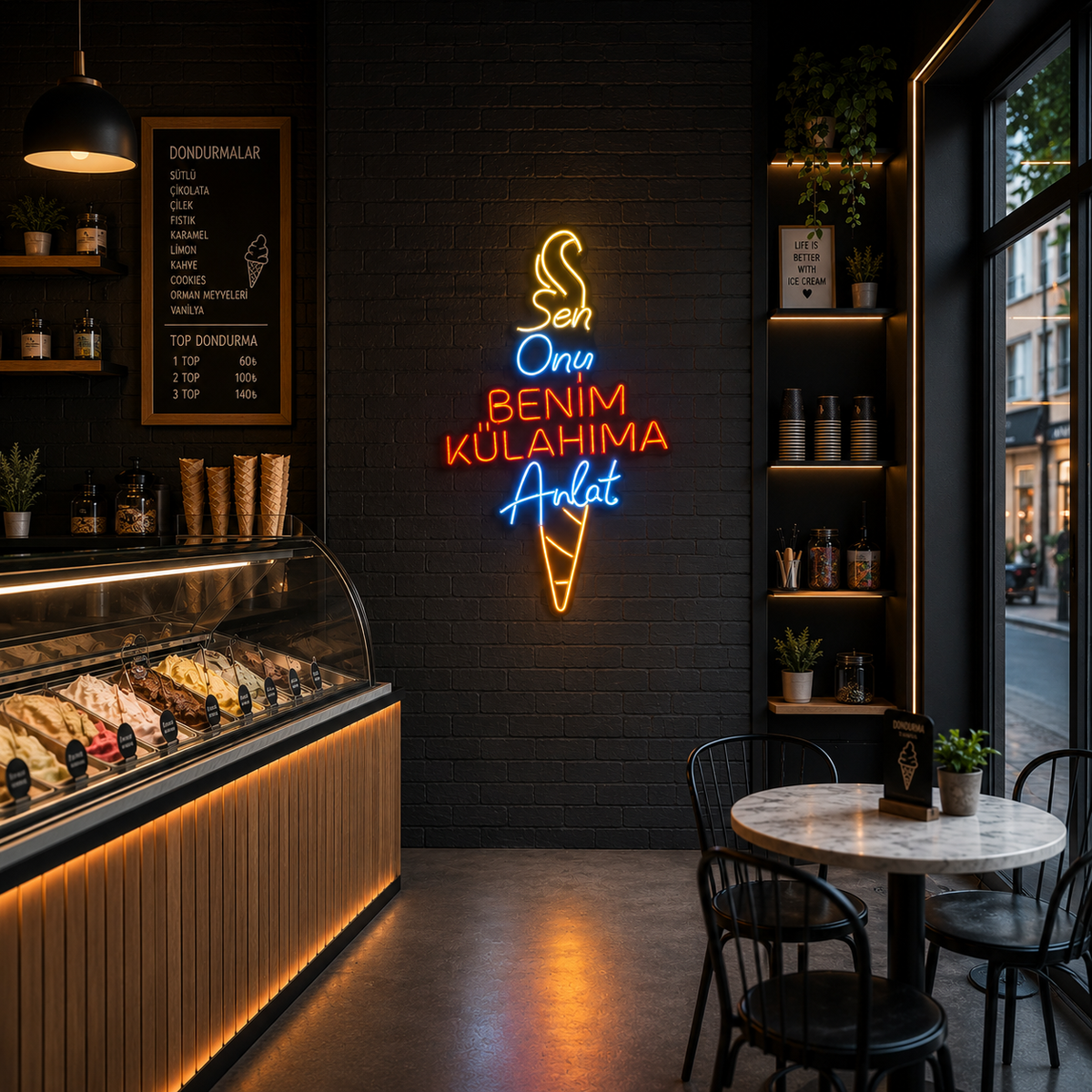 Vinyuup Sen Onu Benim Külahıma Anlat - Dekoratif Neon Led Yazı Tabela