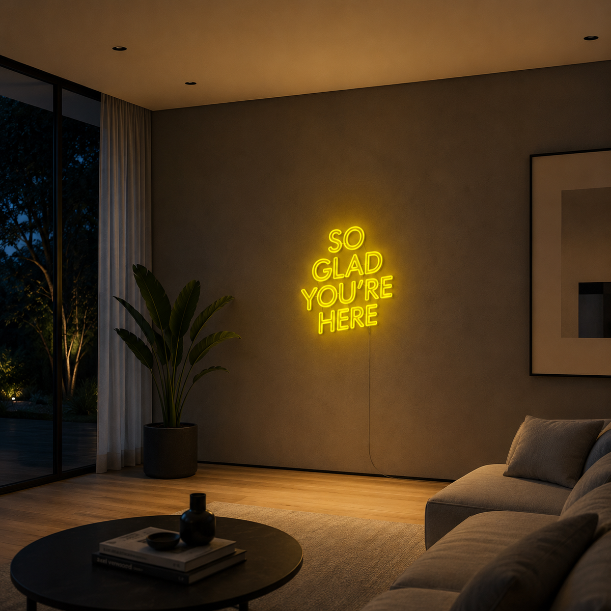 Vinyuup So Glad You're Here - Dekoratif Neon Led Yazı Tabela