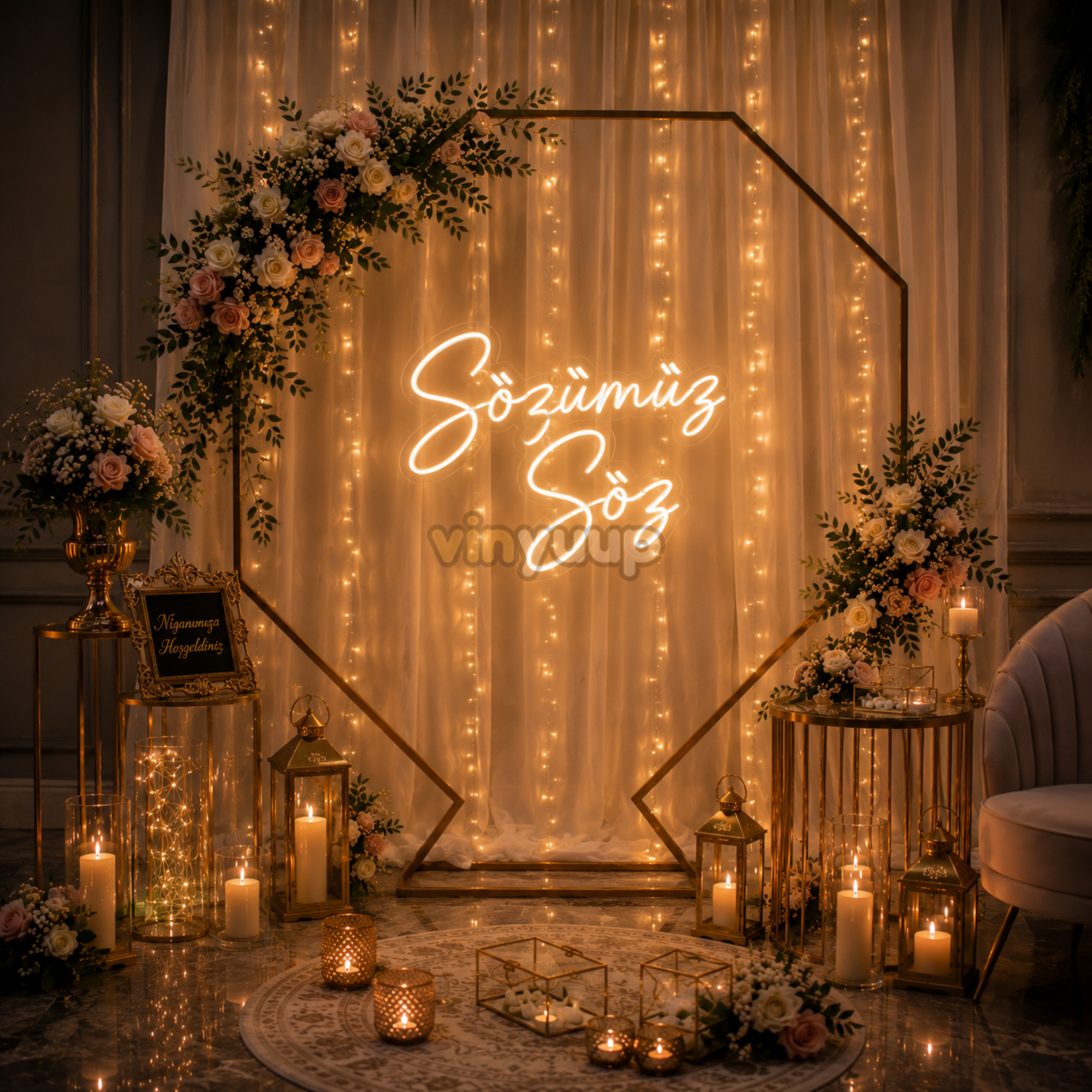 Vinyuup Sözümüz Söz - Dekoratif Neon Led Yazı Tabela