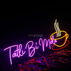 Vinyuup Tatlı Bi Mola Ve Kahve Fincanı - Dekoratif Neon Led Yazı Tabela
