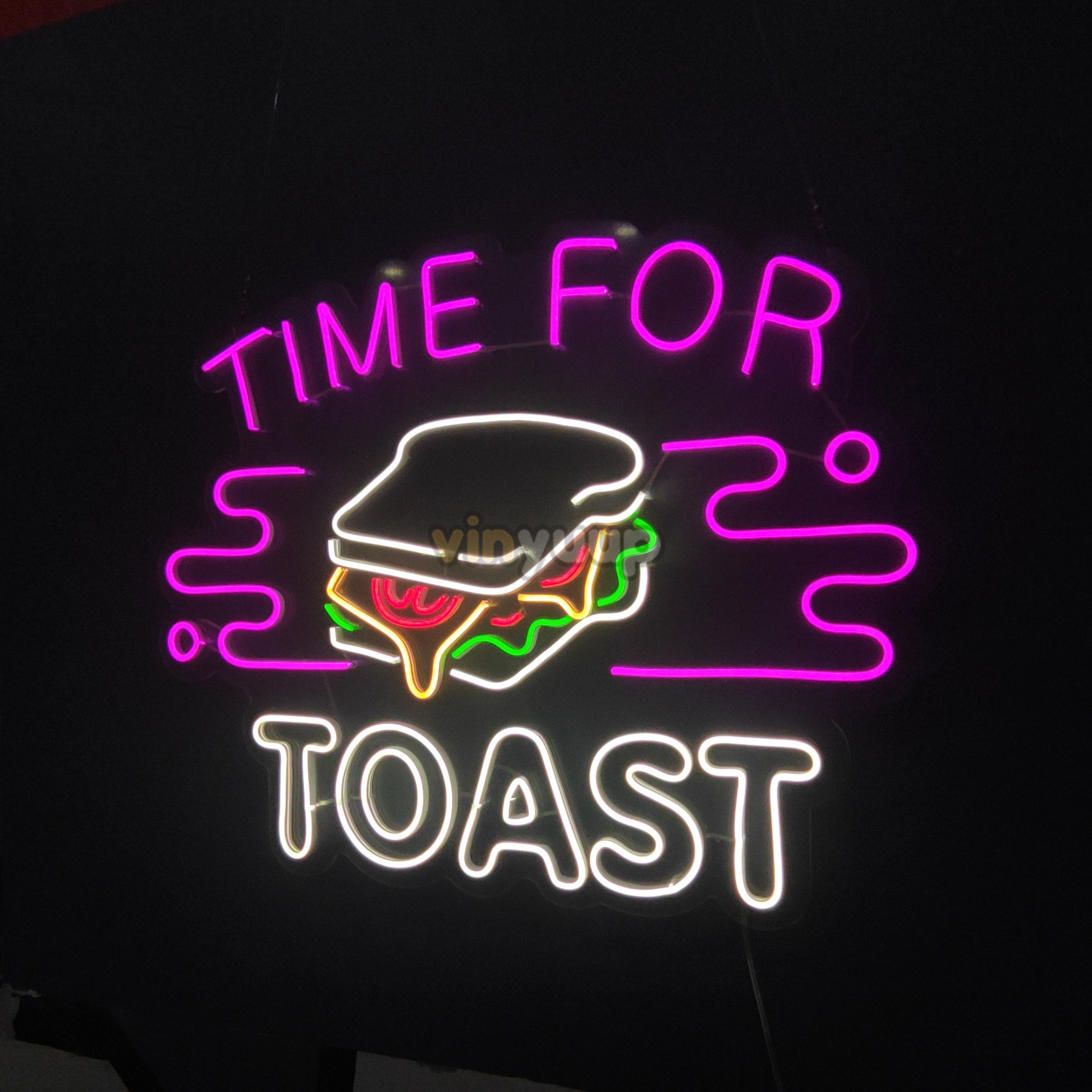 Vinyuup Time For Toast - Dekoratif Neon Led Yazı Tabela