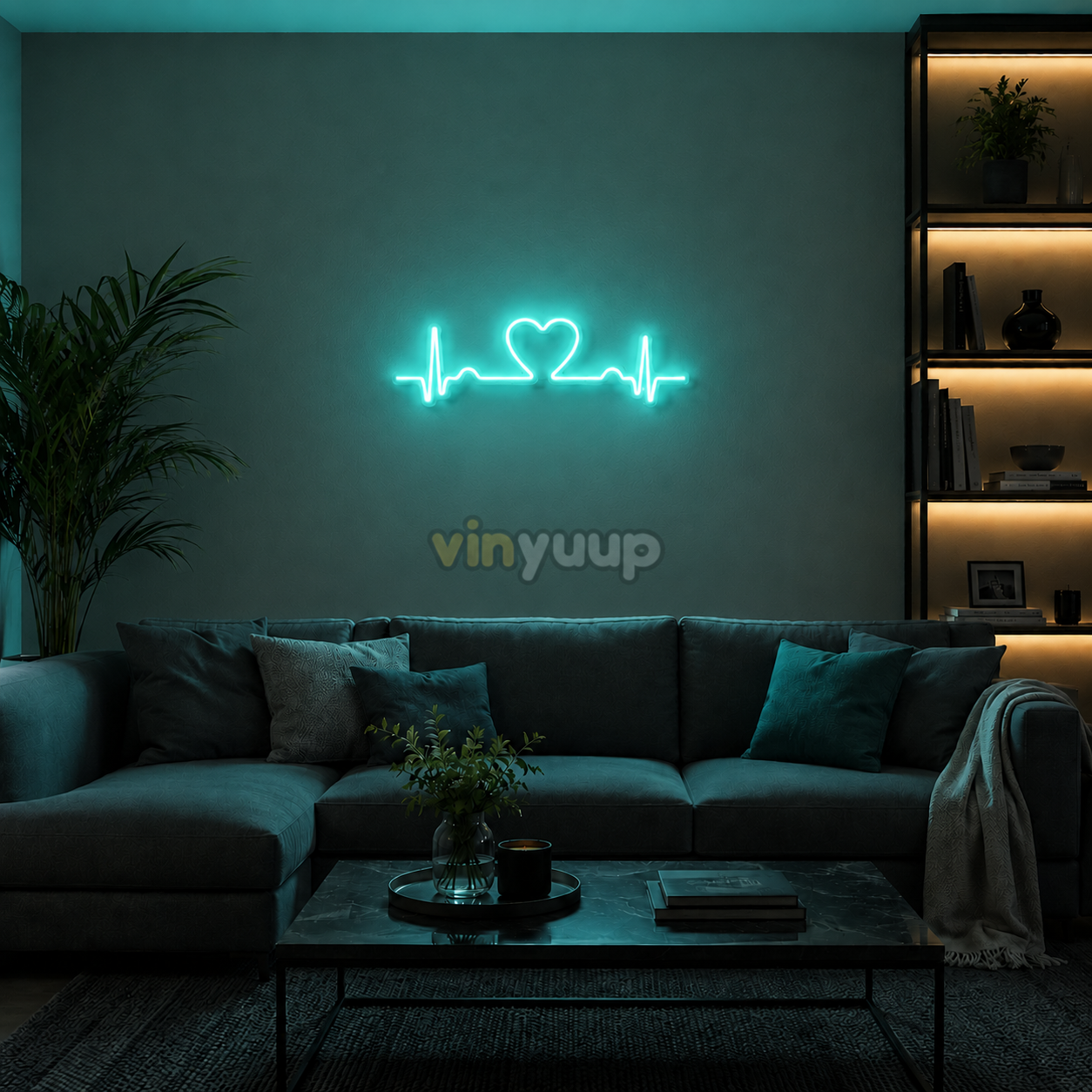 Kalp Ritmi - 55x10 cm Dekoratif Neon LED Tabela