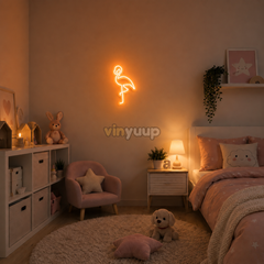 Flamingo - 17x30 cm Dekoratif Neon LED Tabela