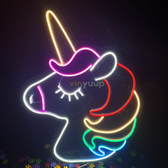 Vinyuup Gökkuşağı Unicorn - Dekoratif Neon Led Yazı Tabela