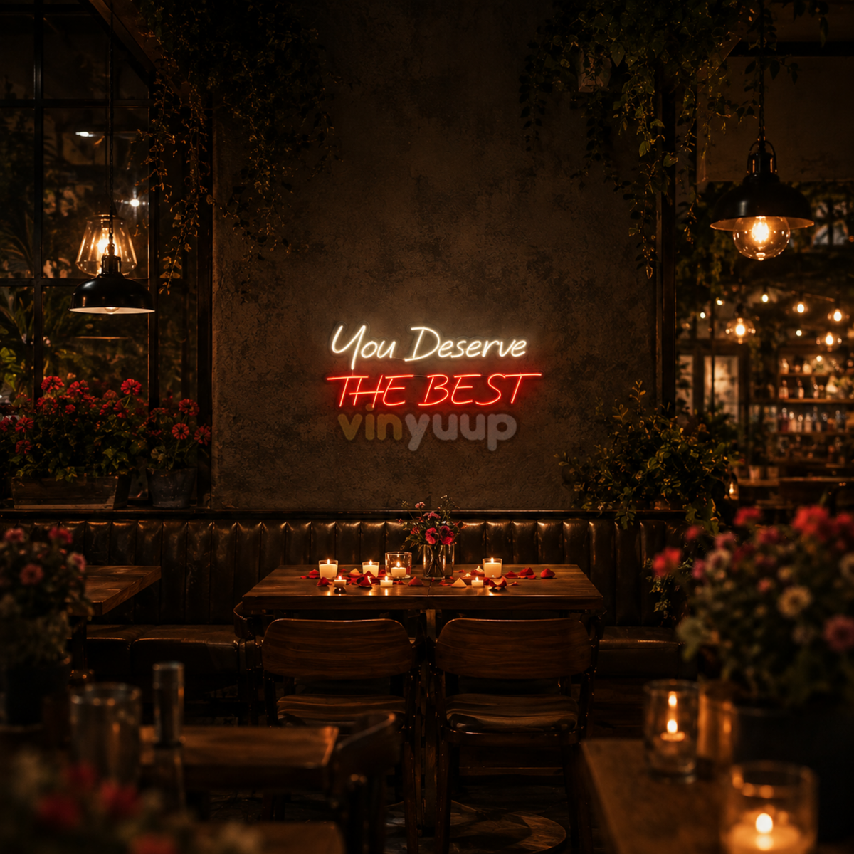 Vinyuup You Deserve The Best - Dekoratif Neon Led Yazı Tabela