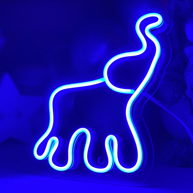 Çocuk Odası İçin Masaüstü Küçük Fil Şeklinde Neon Led Işıklı Tablo 16 x 20 cm