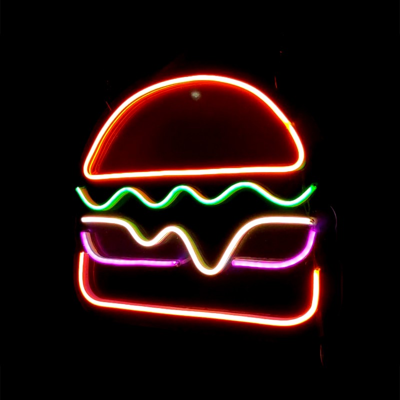 Hamburger Neon Led Işıklı Tablo v2