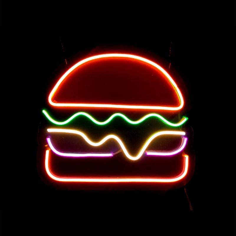 Hamburger Neon Led Işıklı Tablo v2