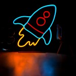 Uzay Mekiği Masaüstü Neon Led Işıklı Tablo