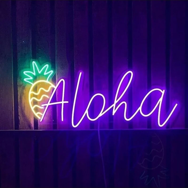 Aloha Ananas Neon Led Işıklı Tablo