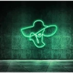 Şapkalı Kadın Neon Led Işıklı Tablo