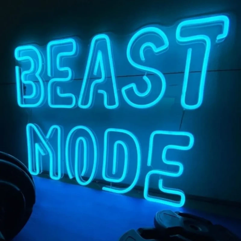 Beast Mode Yazılı Neon Led Işıklı Tablo