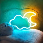 Bulut ve Ay Neon Led Işıklı Tablo
