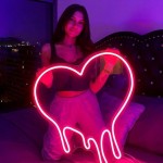 Damlayan Kalp Neon Led Işıklı Tablo