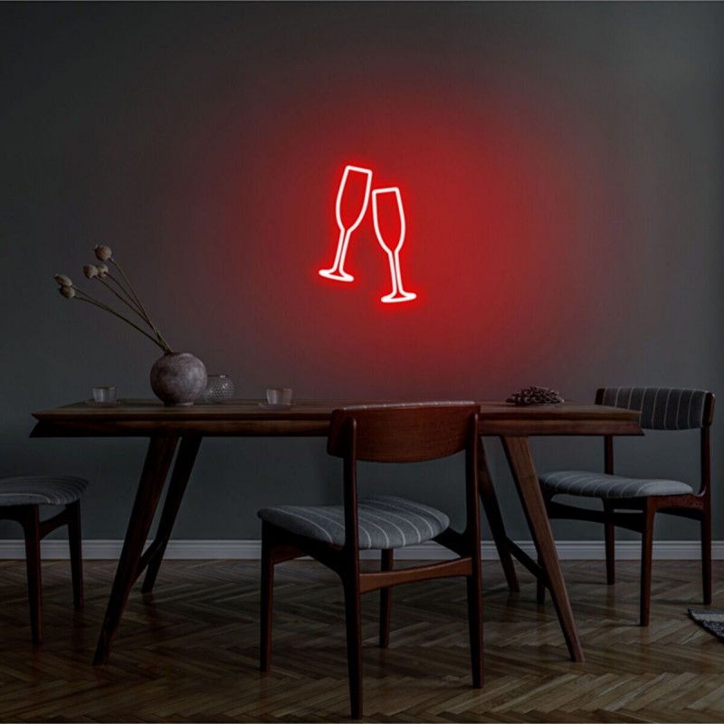 Kadehler Neon Led Işıklı Tablo