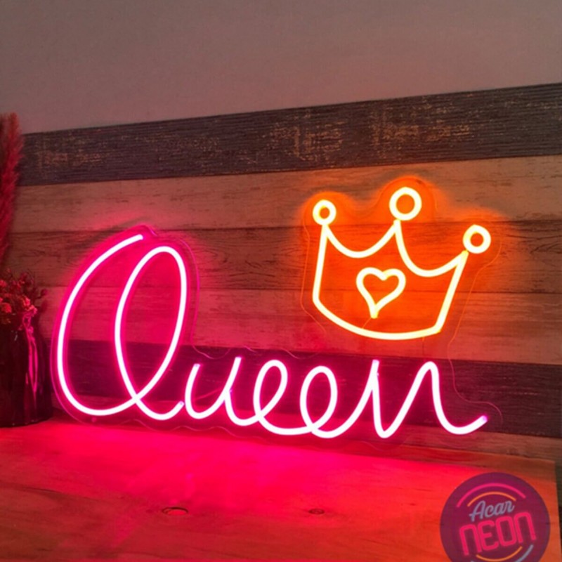 Queen Yazısı Neon Led Işıklı Tablo