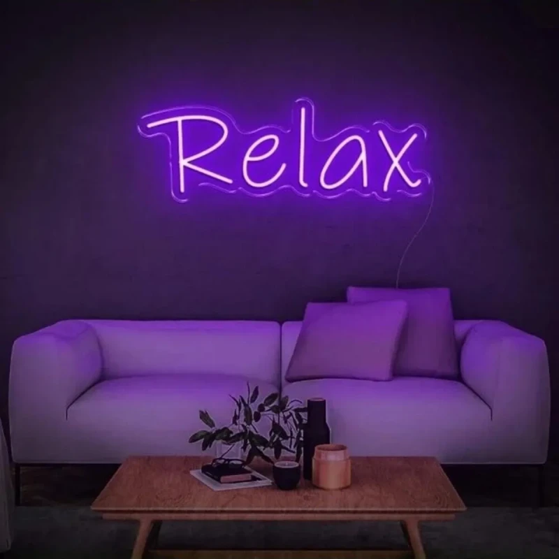 Relax Yazılı Neon Led Işıklı Tablo