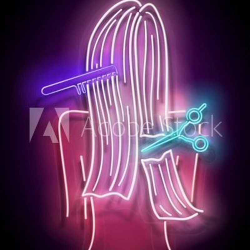 Saç Bakımı Yapan Kadın Neon Led Işıklı Tablo