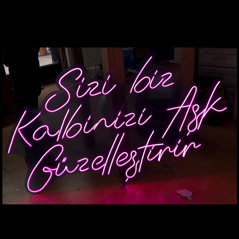 Sizi Biz Kalbinizi Aşk Güzelleştirir Neon Led Işıklı Tablo