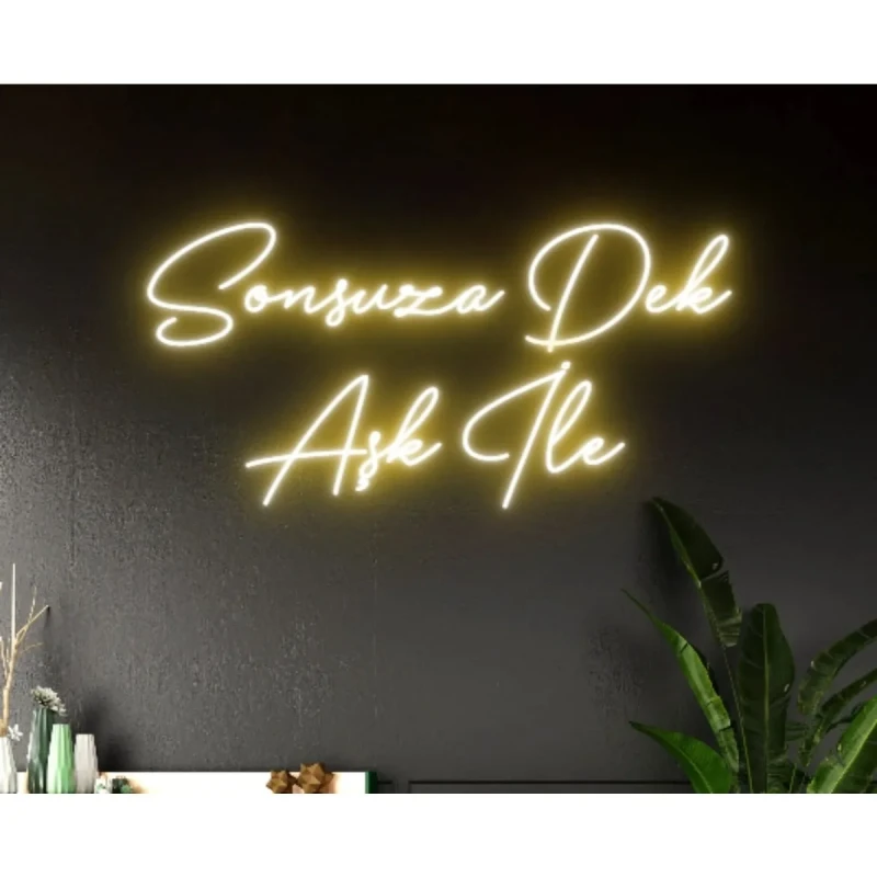 Sonsuza Dek Aşk Ile Yazılı Neon Led Işıklı Tablo
