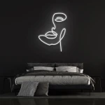 Soyut Kadın Yüzü Neon Led Işıklı Tablo