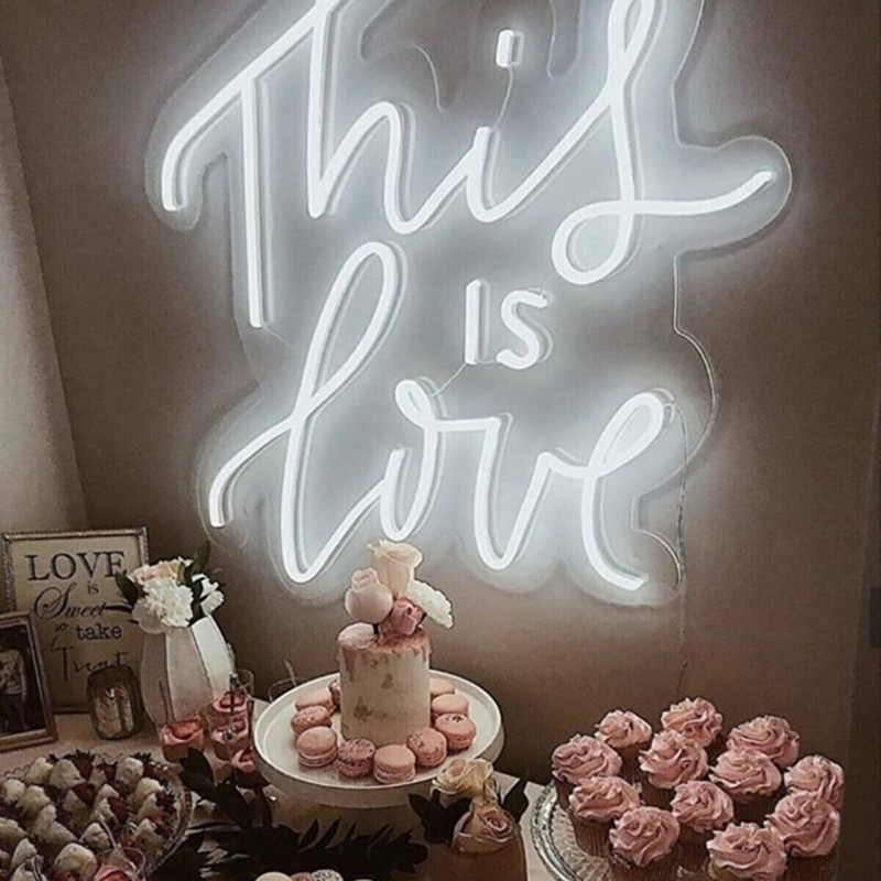 This Is Love Yazısı Neon Led Işıklı Tablo