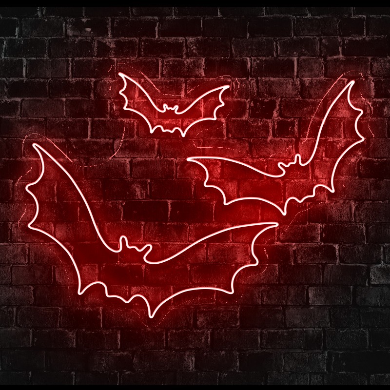 3'lü Yarasa Şeklinde Neon Led Işıklı Tablo