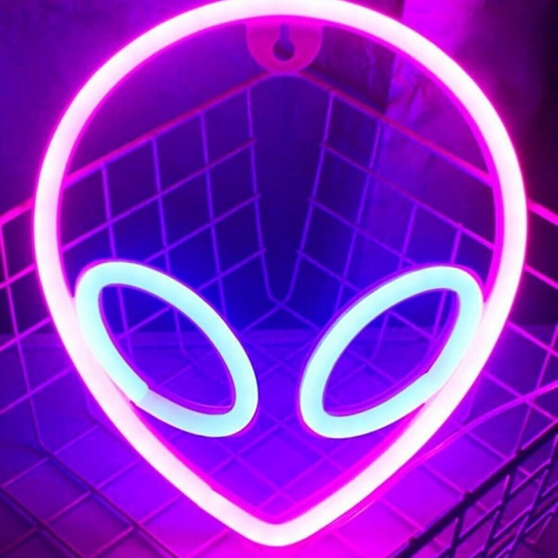 Uzaylı Kafası Neon Led Işıklı Tablo