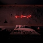 You Glow Girl Yazısı Neon Led Işıklı Tablo
