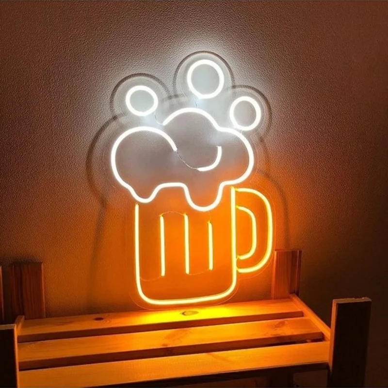 Bira Bardağı Neon Led Işıklı Tablo