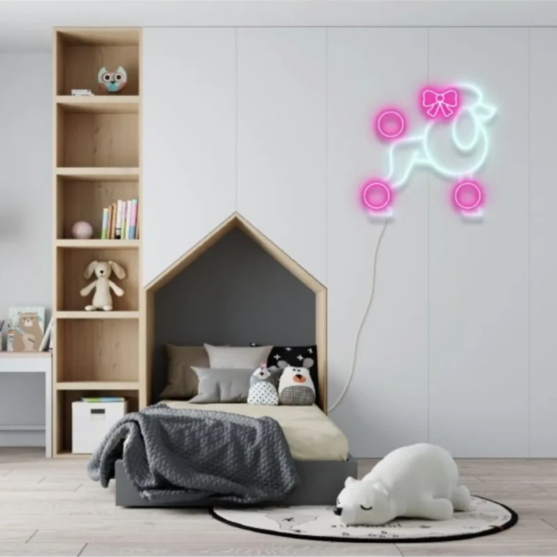 Fiyonklu Kaniş Neon Led Işıklı Tablo