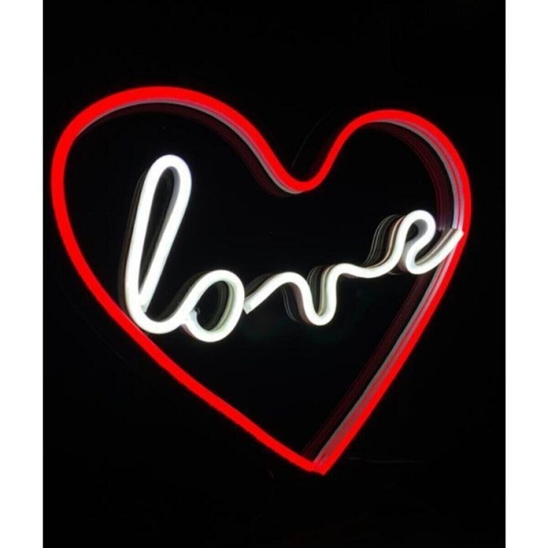 Kalp Love Yazılı Neon Led Işıklı Tablo