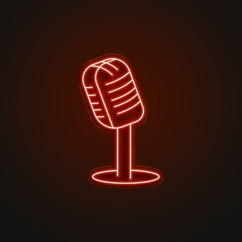 Mikrofon Neon Led Işıklı Tablo
