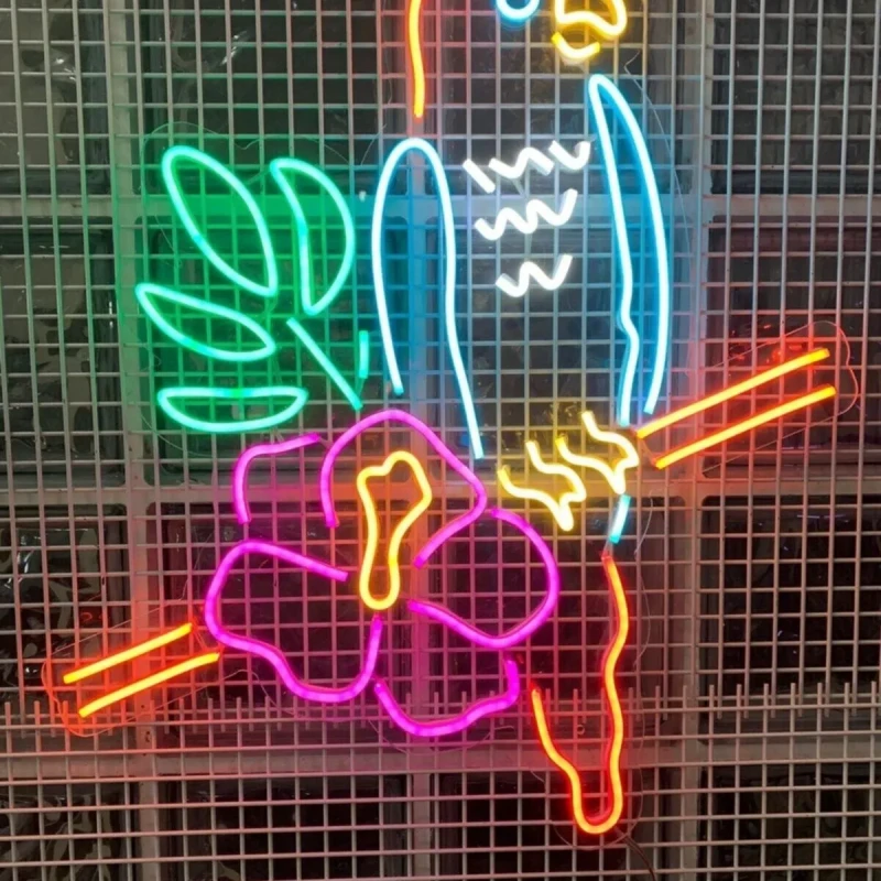 Papağan Neon Led Işıklı Tablo