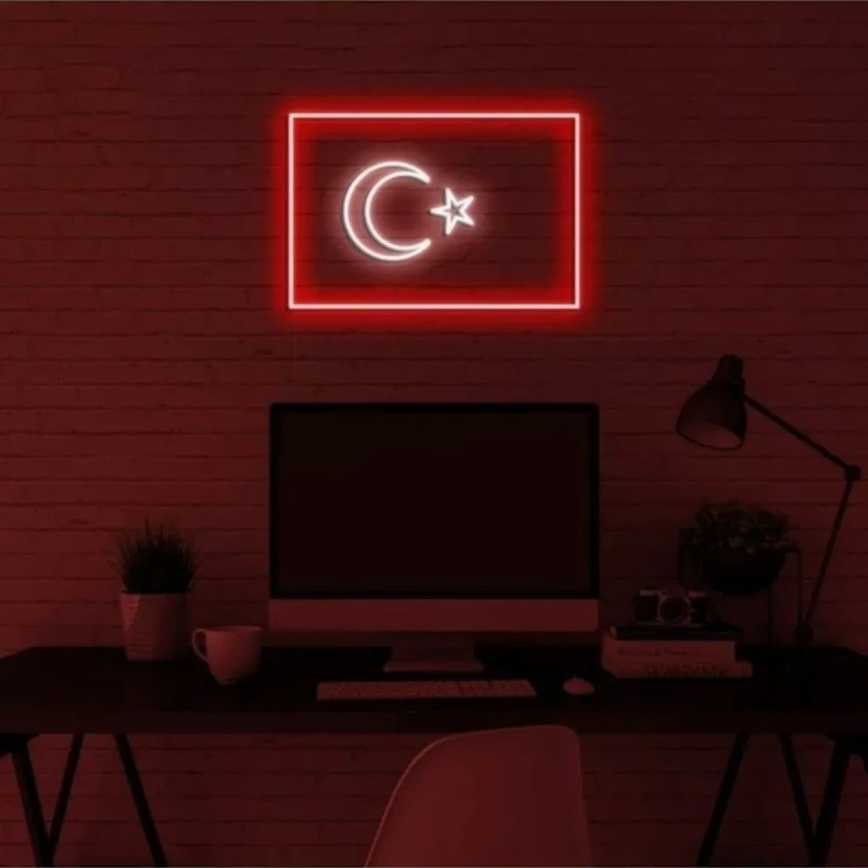 Türk Bayrağı Neon Led Işıklı Tablo